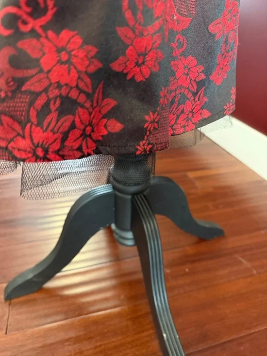 Red & Black Floral Lace-Up Midi Dress - Picture 5 of 5